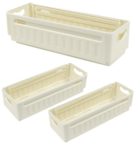 HUASD 4 Stück Ausziehbare Aufbewahrungsbox 28-48 cm Flexible Schubladen Organizer ohne Deckel für Gewürze Socken Stapelbare Kunststoff Küchenschrank Organizer mit Griff für Kühlschrank Vorratsschrank