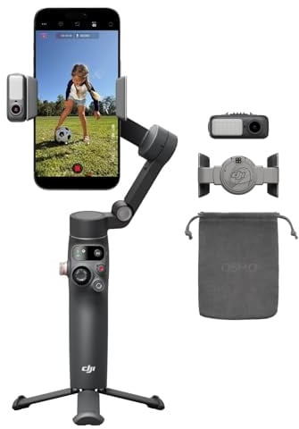 DJI Osmo Mobile 8 Combo Advanced Tracking stabilizzatore per smartphone, AI tracciamento nativo con audio e illuminazione, rotazione panoramica a 360°, manico telescopico e treppiede integrati
