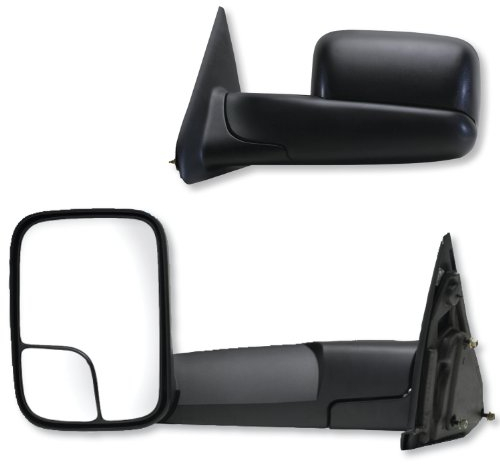 Fit System 60111-12C Towing Mirror Pair for Dodge Ram Pick-Up 1500, 2500/3500, Textured Black, spot Mirror, flip-Out Head, Foldaway Manual