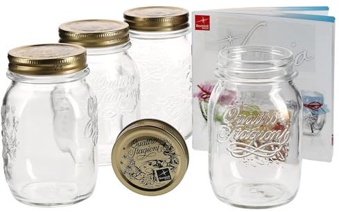4er Set Einmachglas Original Quattro Stagioni 0,5L incl. Bormioli Rezeptheft