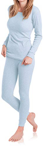 MT Damen Ski- & Thermowäsche Set - warme Unterwäsche Langarm mit weicher Innenseite - Ice Blue S