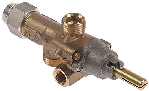 PEL Gashahn mit Zündflamme M16x1,5 (Rohr-ø 10mm) Achse ø 8x6,5x22mm 0,65mm M10x1 für Kochfeld