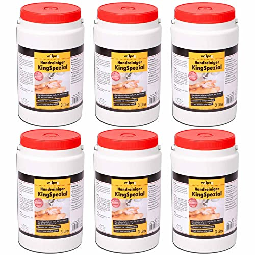 WILPEG Handreiniger KingSpezial 18L | 6x 3L Handwaschpaste für Werkstatt | Gegen Farbe, Klebstoff & Teer | pH-hautneutral mit Kokosfett | Ohne Mikroplastik | Reibemittel aus Maiskolbenmehl