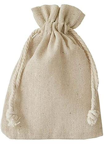 | 6 Leinensäckchen, Leinenbeutel mit Baumwoll-Kordel, Stoffbeutel, Geschenkverpackung für Geburtstag, Hochzeit, Weihnachten... (23x15 cm)