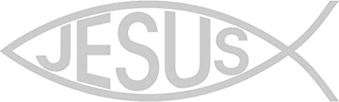 Samunshi® Aufkleber Christenfisch mit Jesus Church Fische Gott Symbol für Auto Motorrad Kirche Silber 8 x 2,4cm - Taufe Firmung Ichthy