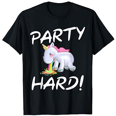 Damen Party Hard Feiern Malle Ibiza JGA Techno Rave Einhorn T-Shirt