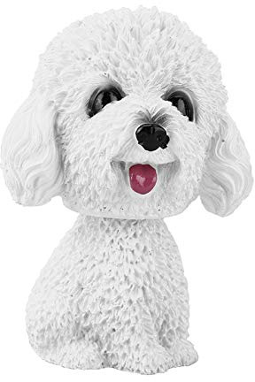 Wackelkopf Hund, Auto Innenraum Ornament mit realistischem Design durch Klebeband weißer Resin Hund für Fahrzeug Dashboard und Schreibtisch Dekoration