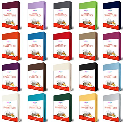 Jersey Topper Spannbettlaken Spannbetttuch aus Reiner Baumwolle in Farbe: Silber, Größe: Topper 180x200cm