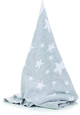 Fillikid Strickdecke 100 x 75 cm Baumwolle hellgrau mit Sternen 1600-07