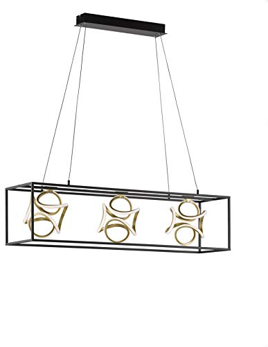 Fischer & Honsel Pendelleuchte Gesa 3x LED 16,0 Watt, schwarz, 3 Stufen Dimmer, 60404, 108 x 26 x 160 cm (LxBxH), 6800 lm, 3000 K