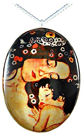 925 Silber - Gustav Klimt Kette mit Motiv Mutterliebe - Anhänger - Silberkette - Geschenk für Mama - Muttertagsgeschenk - für Sie - Schmuck-Geschenk - Handmade Schmuck