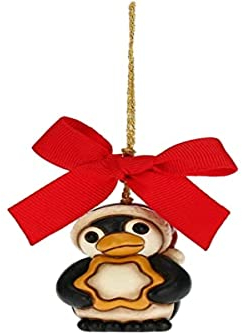 THUN - Addobbo per Albero di Natale Pinguino con Stella - Decorazioni Natale Casa - Formato Piccolo - Ceramica - 3,7 x 3,4 x 5 h cm