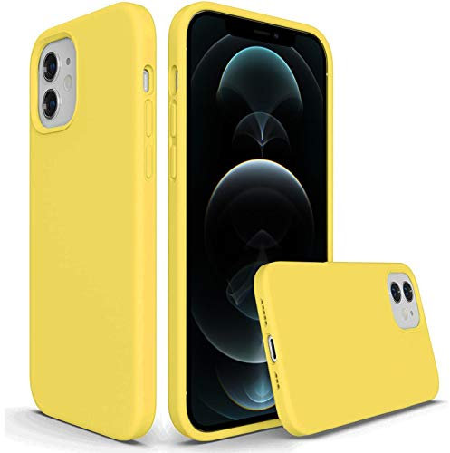Verco Cover compatibile Apple iPhone 12/12 Pro Custodia, Silicone Liquido Gel Morbida per Apple iPhone 12/12 Pro Case 6,1 Pollici, Giallo