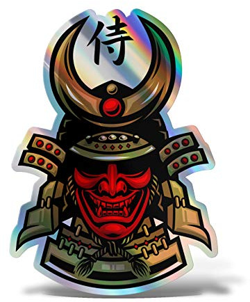 Erreinge® 12 cm Demone Samurai Japan Yokai Sticker bedruckt für Auto Motorrad Wand Stoßstange Laptop Fahrrad