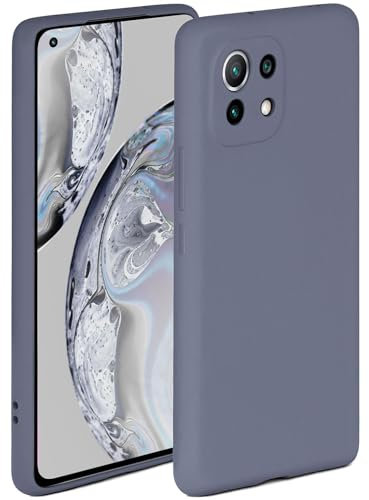 ONEFLOW Soft Case kompatibel mit Xiaomi Mi 11 Hülle aus Silikon, erhöhte Kante für Bildschirmschutz, zweilagig, weiche Handyhülle - matt Blau Grau