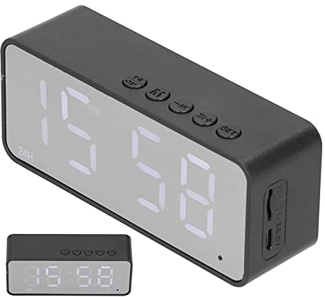 Sorandy G50 Multifunktionaler Digitaler Wecker, Großer Display-Wireless-Radiowecker, BT-Lautsprecher mit USB-Ladegerät, MP3-Player-Ladewecker für das Büro(Schwarz)