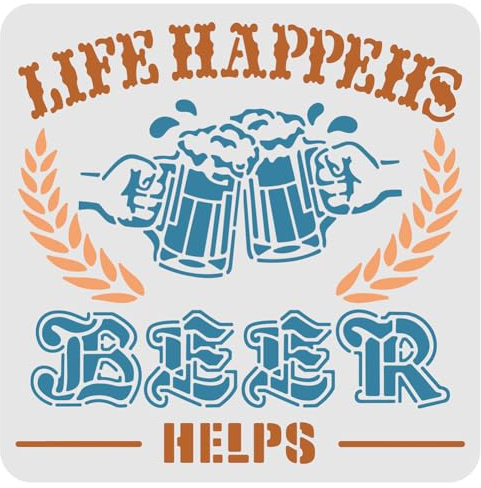 FINGERINSPIRE Bierzeichen Schablone Dekoration Schablone 30x30cm Kunststoff Bier hilft Schablonen Quadrat Wiederverwendbare Schablonen zum Malen auf Holz, Boden, Wand und Stoff