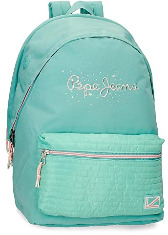 Pepe Jeans Jane Rucksack für Laptop, Doppelfach, anpassbar, 15,6 Zoll, Blau, 31 x 44 x 17,5 cm, Polyester, 20,46 l