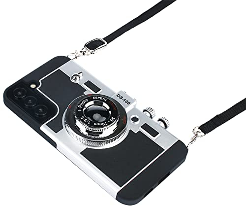 Awsaccy Emily in Paris Handyhülle für Samsung Galaxy S22 5G 15,5 cm (6,1 Zoll) Kameratasche Vintage Cover Niedliches 3D cooles einzigartiges Design Silikonhülle mit abnehmbarem Umhängeband Lanyard für