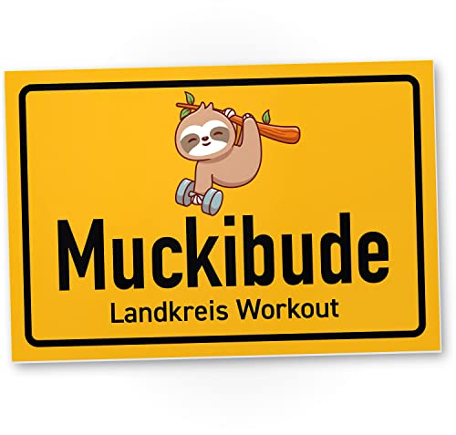 DankeDir! Muckibude Landkreis Workout - Schild 30 x 20 cm - Geschenkidee Freunde Partydeko Deko Geschenk - Geburtstagsgeschenk Pumper Türschild Gym lustiger Spruch Fitness