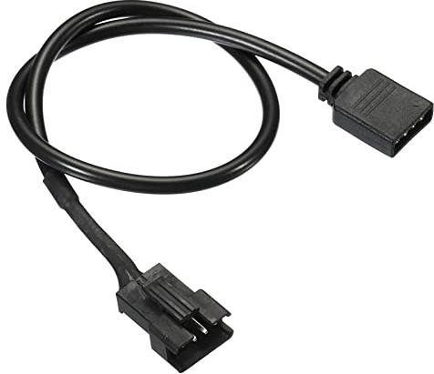 PATIKIL 4 Pin 12V 30cm Long Computer Motherboard Interface to SM4P Male Extension Cable, Power Adapter Plastic Metal for RGB Fans LED Strips, Black