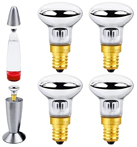4 Stück Lavalampe Glühbirne E14 R39 30W, Warmweiß 2700K Lavalampe Reflektorlampe, Lava Birne Strahler Lavalampenbirnen, AC 220V-230V, E14 Sockel,Ersatzbirnen für Lavalampen,Glitzerlampen,Raketenlampen