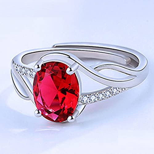 Anello In Argento Sterling 925 Con Rubino, Gioielli Alla Moda Per Matrimonio Da Donna,Rosso,ridimensionabile