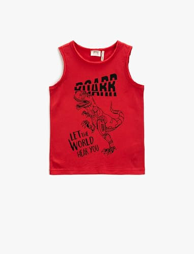 Koton Boys Dinosaur Printed Tank Top Crew Neck Cotton