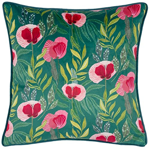 furn. Wylder House Of Bloom Poppy Feather Filled Cushion (Teal - 43x43cm)