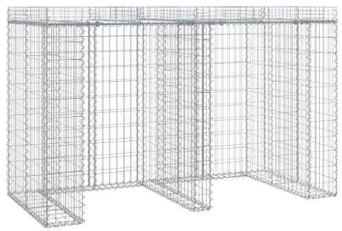 vidaXL Mur de Gabion pour Poubelle 192x91x120 cm Fer galvanisé, Panier de Gabion, Cage de Gabion, Panier de Mur de Gabion, Gabion