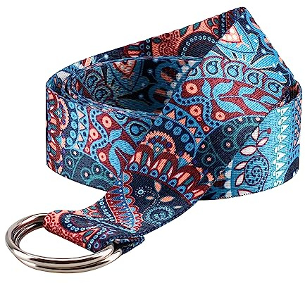 NVKIC Damen-Webgürtel mit Doppel-D-Ring-Schnallen, 3,8 cm breit, Vintage-Stil, bunt, bedruckt, verstellbar, lässig, Jeans-Gürtel
