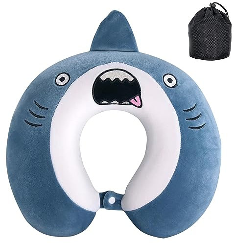 Samaly Kids Travel Pillow, Pure Memory Foam Animal U-Shaped Neck Pillow with Washable Cover, Comfortable in Any Sitting Position in Airplane,Car,Train for Kids