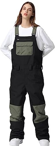 ALSOGO Damen Skihose Winter wasserdichte Winddicht Einstellbare Verschleißfeste Lätzchen Wandern Klettern Isolierte Ski Hosen Black S