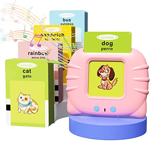 Juguetes Niña Tarjetas Flash Parlantes Regalo Niñas 1 2 3 4 5 Años, Juego Educativo Audibles para Niños 1-6 Años Regalos Niñas, 112 Hojas 224 Español Inglesas Palabras Montessori Juguete