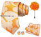 JEMYGINS Herren gestreifte bestickte Hochzeits Krawatte mit passendem Einstecktuch und Krawattenklammer Set,Orange-Ziegel-Muster, weißes Paisley