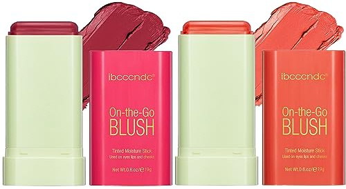 MKNZOME 2-teiliges Blush Stick für Wangen und Lippen, Bronzer Cream Blush Stick, Creme-Rouge, Natürliche Matte Creme Blush, Langanhaltend, Wischfest, Feuchtigkeitsspendende Face Blush