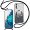 Phoona Handyband Hülle für Samsung Galaxy S20 FE mit Band kompatibel mit MagSafe, Luxuriöse Glitzer Beschichtung Magnetische Handyhülle für Samsung S20 FE Silikon Stoßfest Schutzhülle, Schwarz