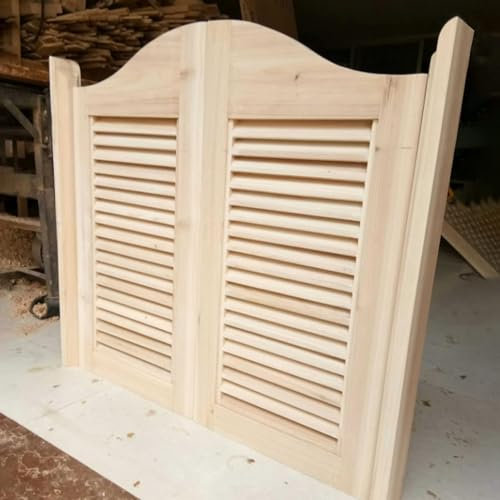 Robuste Schwingtür, keine Lackierung, Café-Saloon-Schwingtüren, Schwingtür, halbhohe Westerntür mit Lamellen (Size : W120cmXH90cm)