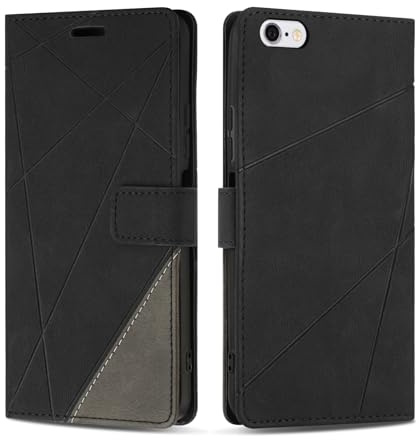 SONWO Cover per iPhone 6s Plus/iPhone 6 Plus, Flip Caso in PU Pelle Case Cover Custodia con Slot per Schede e Supporto Stand per iPhone 6s Plus/iPhone 6 Plus, Nero