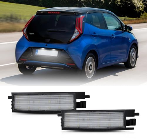 njssjd 2 x LED-Kennzeichenbeleuchtung, kompatibel mit 2014–2021 T.oyota Aygo, 2019–2024 T.oyota C.orolla Schrägheck, 2007–2010 T.oyota Yaris TS, Nummernschildbeleuchtung, hintere Tag-Lampe
