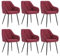 WOLTU 6er Set Esszimmerstühle, Küchenstuhl, Stuhl Esszimmer Wohnzimmer, ergonomischer Sessel, Armlehnstuhl, Polsterstuhl, Sitzfläche aus Samt, Metallbeine, Bordeaux, EZS02bd-6