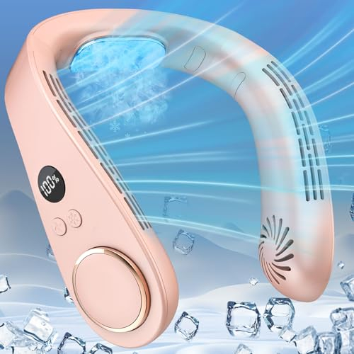 DDKJ halsventilatoren mit kühlung Tragbarer Nackenventilator Leise,Klein Bladeless Halsventilatoren mit Kühlfunktion,Portable AC Air Conditioner mit LED Anzeige,Nackenlüfter Akku Aufladbar