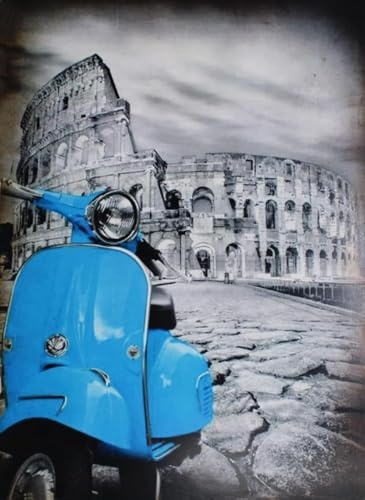 KUSTOM ART Dekoratives Wandposter, Motorrad, Motorroller, Kolosseum, Kunstdruck auf beschichtetem Papier, 40 x 30 cm, ohne Rahmen