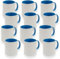 Set 12 unità - Tazza per Sublimazione con Interno Blu, 300 ml, in Ceramica, Lavabile in Lavastoviglie e Microonde, Confezione Resistente agli Urti