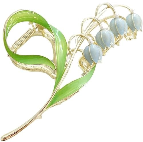 Lily of The Valley Flower Hair Clips, Orchid Hair Clamps,Metal Hairpin, Lily Flower Jaw Clamp Hair Styling Hair Accessories for Thick Thin Hair Clips and Barrettes