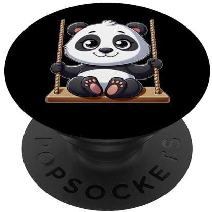 Niedlicher Panda auf Schaukel Spielplatz-Spaß PopSockets mit austauschbarem PopGrip