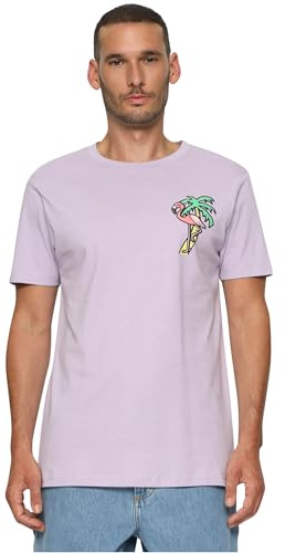 Mister Tee Herren T-Shirt Flamingo Tee, Print T-Shirt für Männer, Graphic T-Shirt, Streetwear, Lilac, S