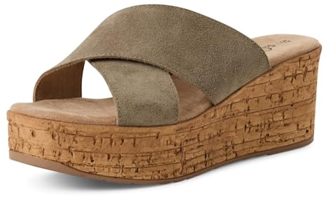 s.Oliver Damen Pantoletten aus Leder mit Keilabsatz, Grün (Pistachio), 40 EU