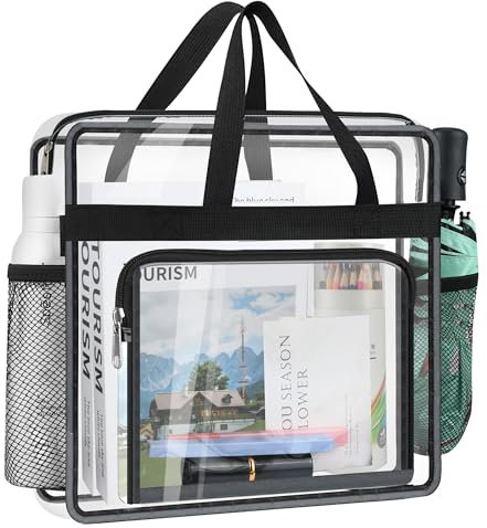 TYSM-CC Transparente Tragetasche, PVC Tasche Transparent Clear Bag Transparente Tasche Tasche Durchsichtig mit Reißverschlusstaschen für Arbeit, Sportspiele und Konzerte
