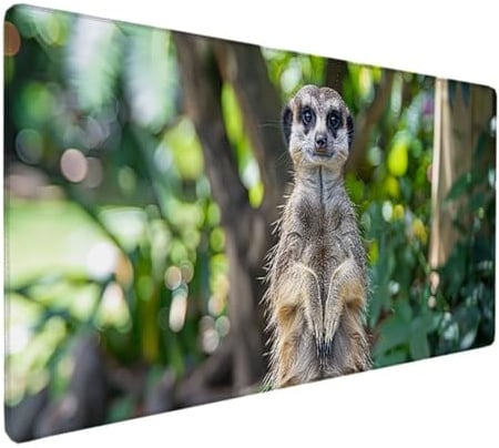Hartes Gaming-Mauspad, optimiert für Gaming-Sensoren, Mousepad grau Erdmännchen geringe Oberflächenreibung, rutschfeste Mausmatte, Mac- und PC-Gaming-Zubehör, 600x300x3mm 7-Q
